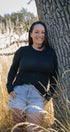 Thumbholes | Model is wearing size Large height 5.5"