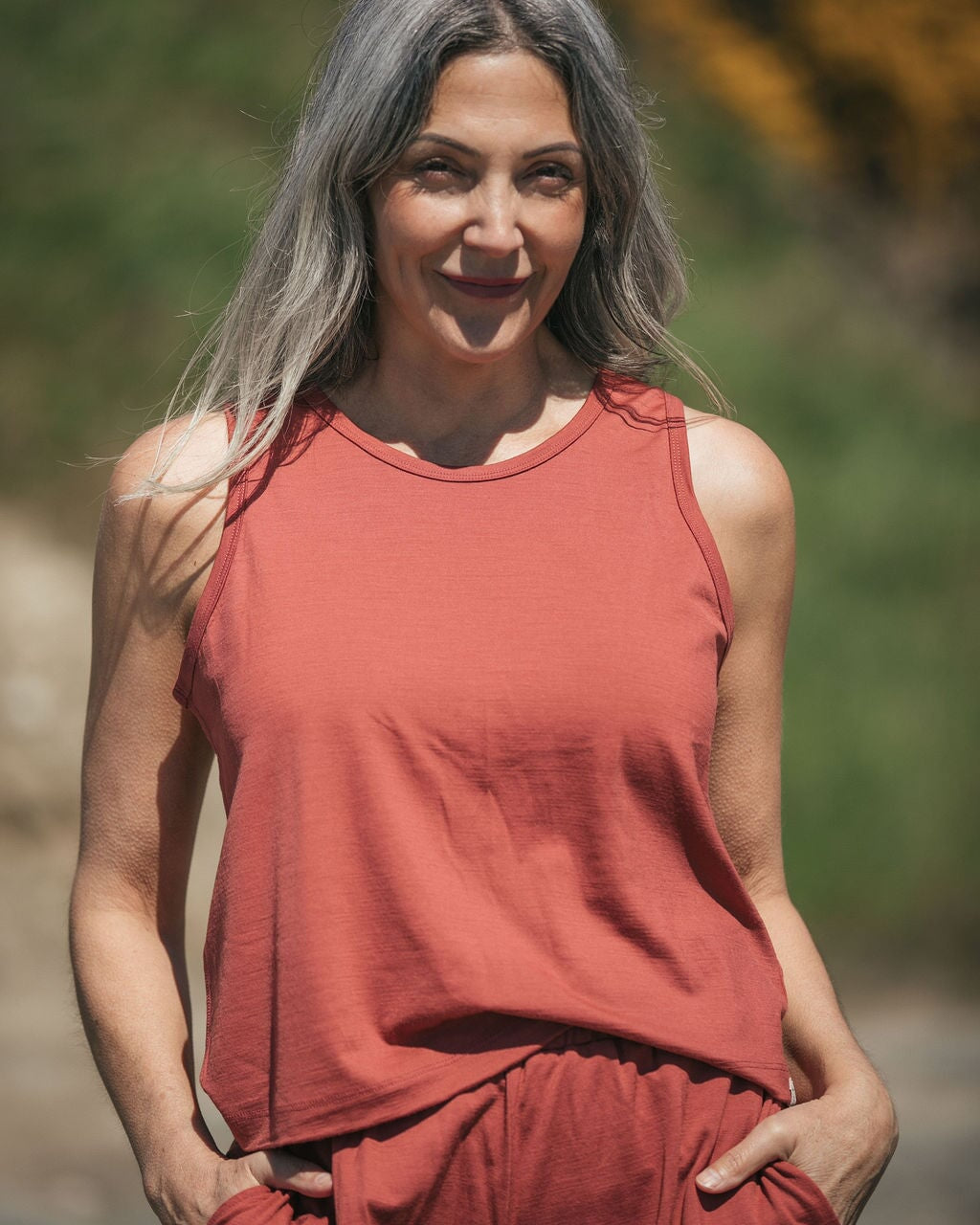 Boxy Tank | Lhasa is wearing size Small, height 5.6"