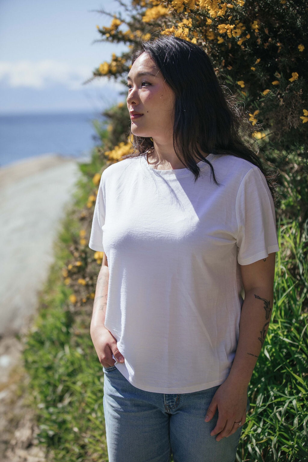 Long Boxy T-Shirt| Esther is wearing size Medium,  height 5.5"