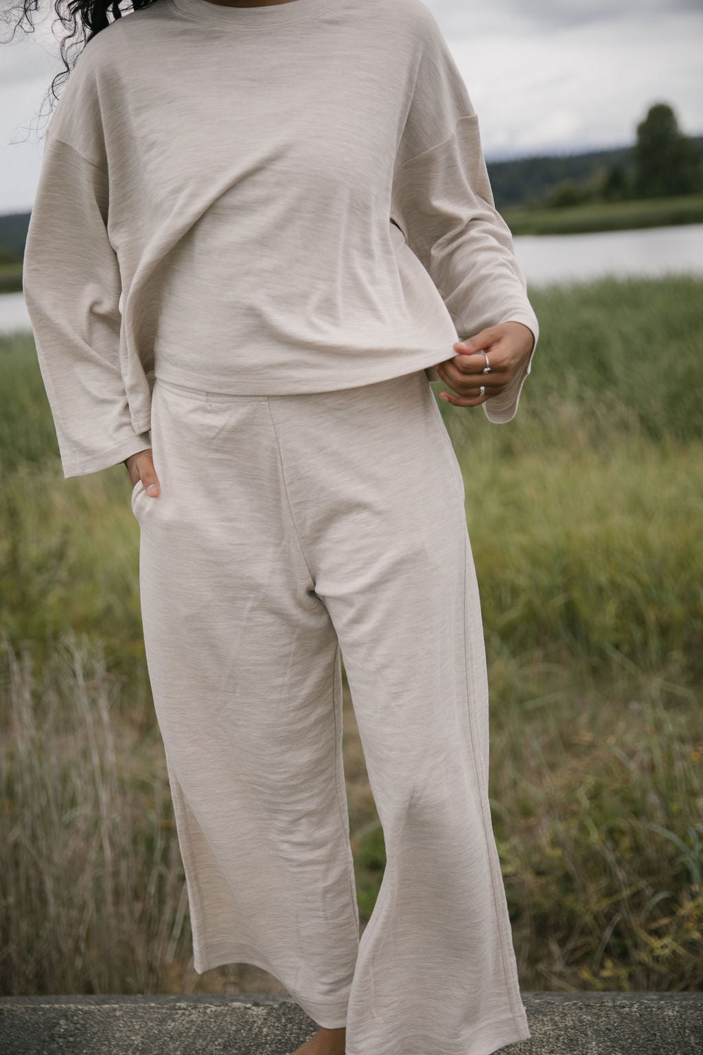 Merino Flowy Pants | Model is wearing size XSmall, Height 5.4"