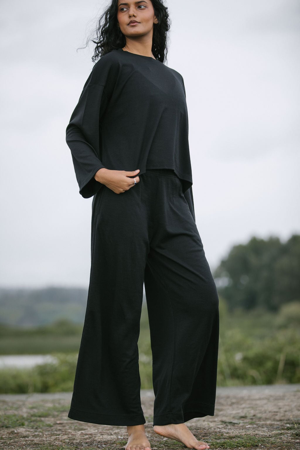 Flowy pants | Model is wearing size XSmall, height 5.4"