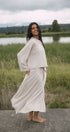 Merino Maxi Skirt | Model is wearing size Medium(to be worn low), height 5.4"