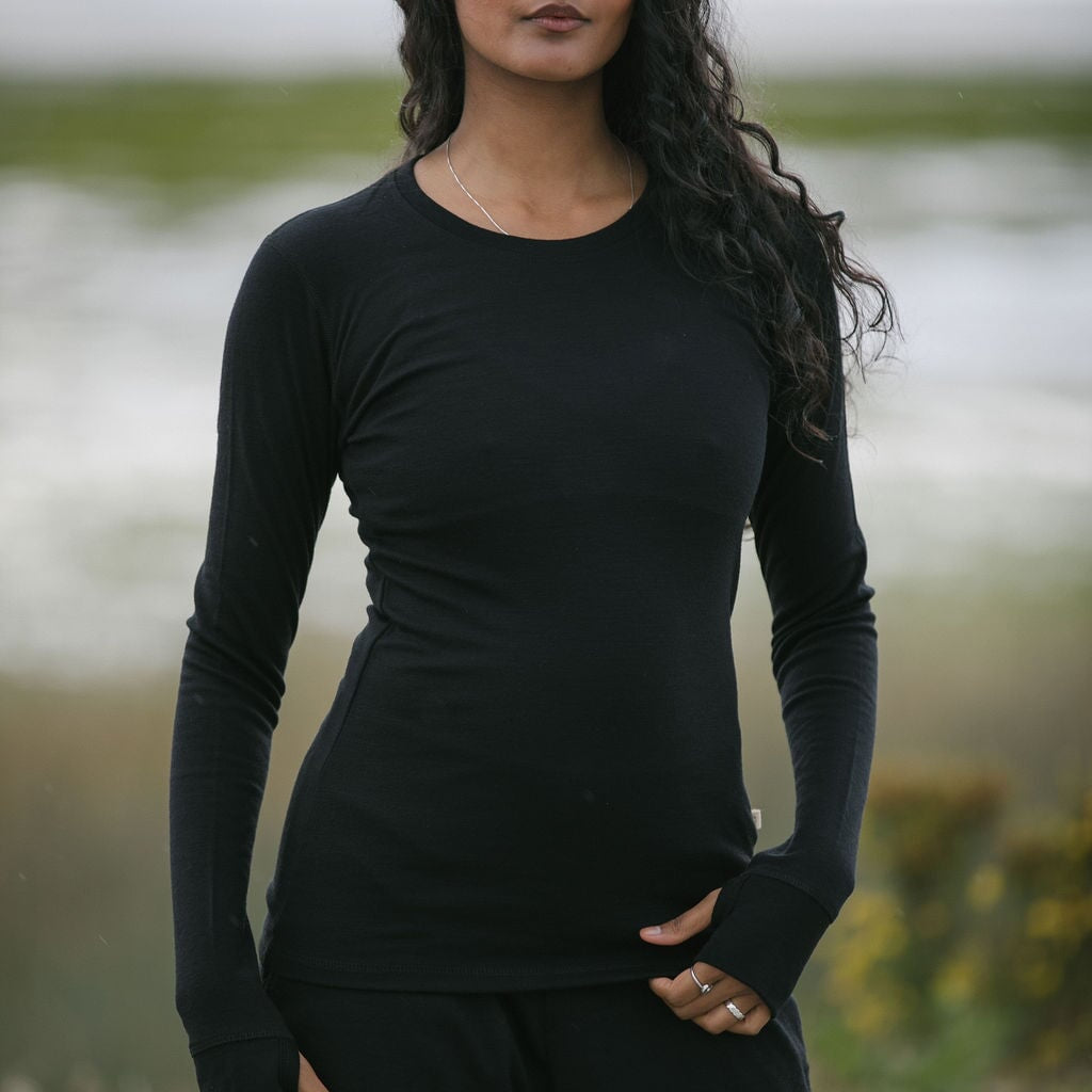 Merino Interlock Thermal Top with Thumbholes