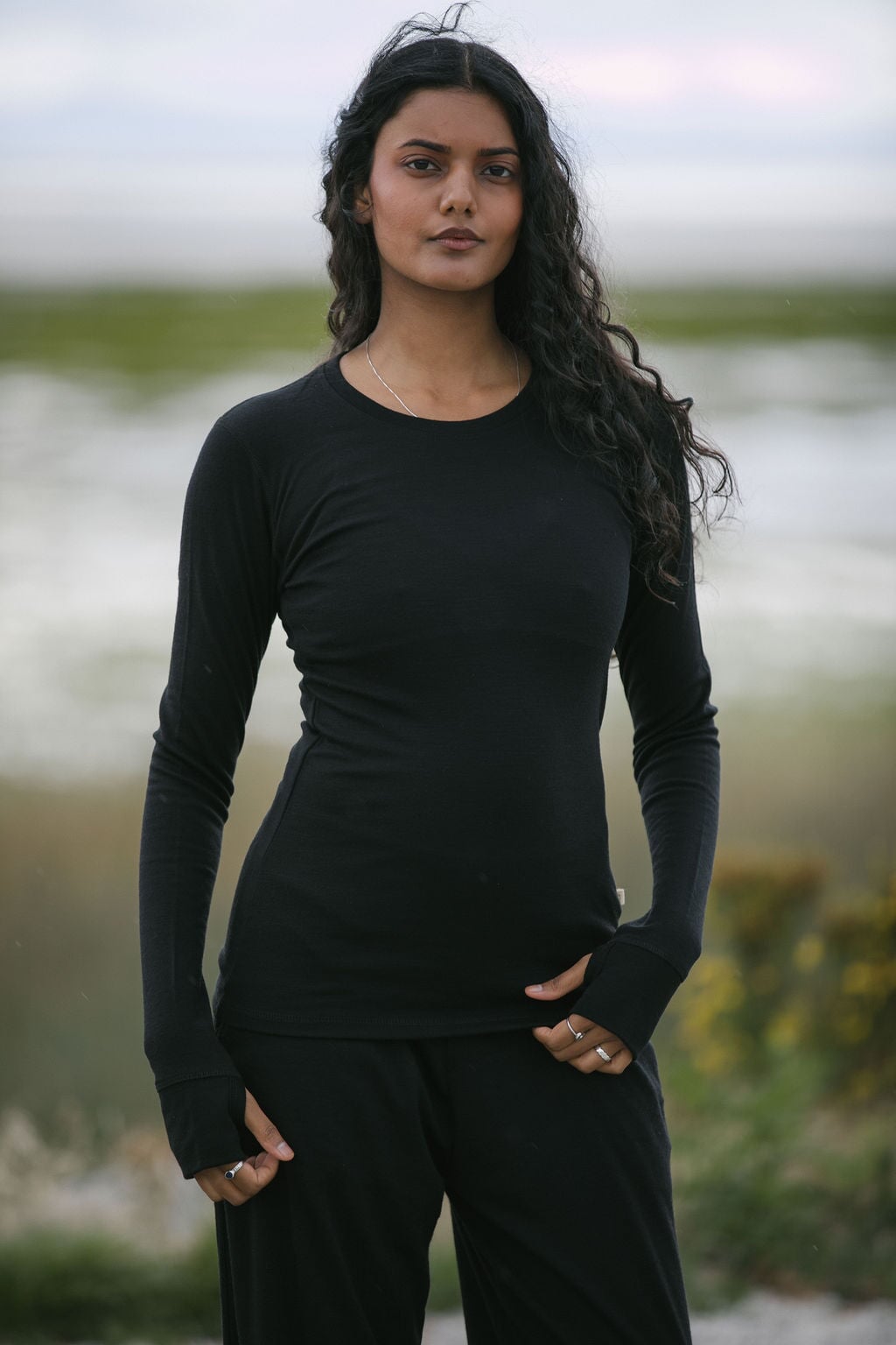 Merino Interlock Thermal Top with Thumbholes