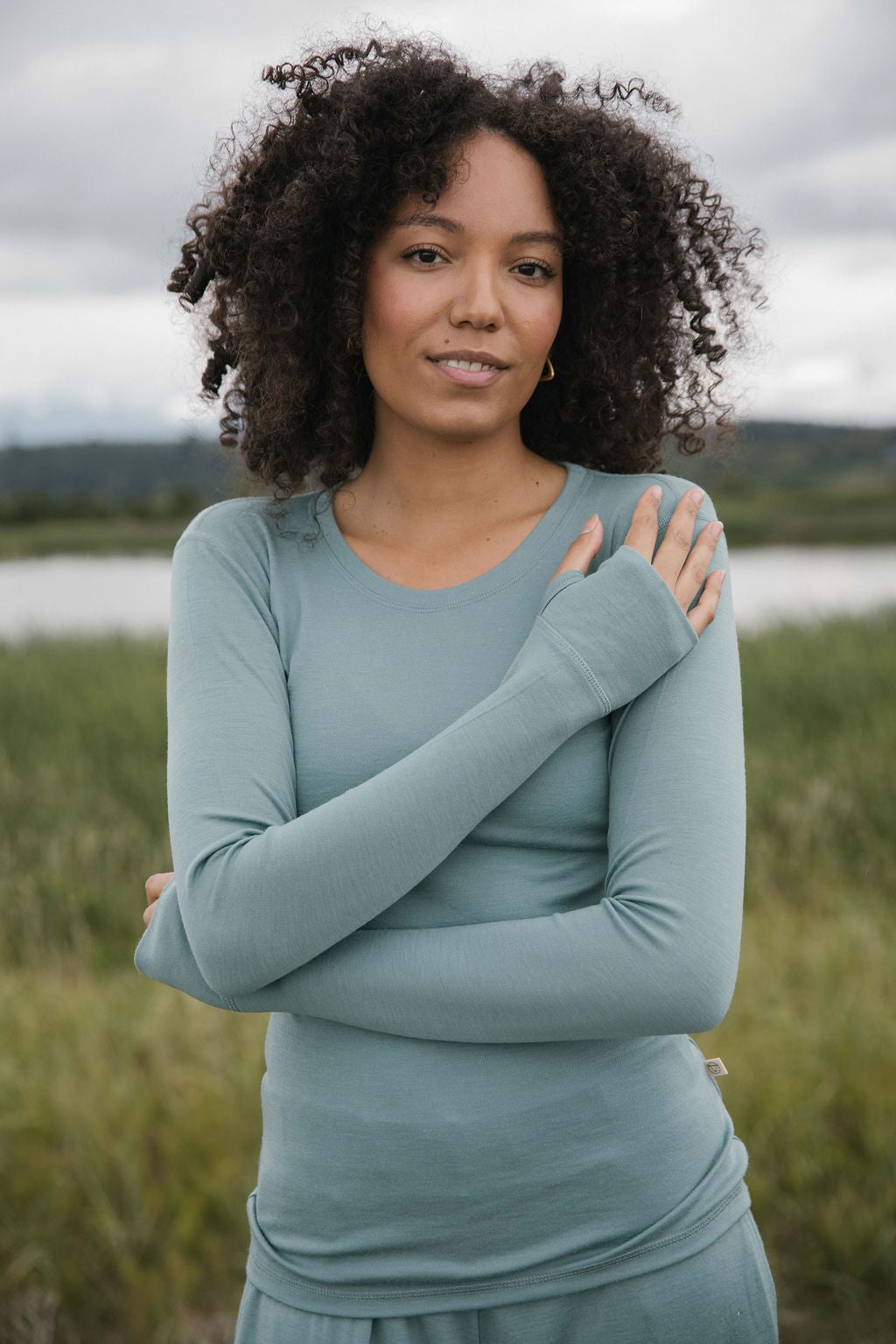 Merino Thermal Top | Model wearing size Small, height 5.9"