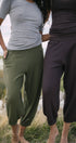 Waffle Balloon Pants | Model in Olive wearing size XS (height 5.4") Model in Chocolate wearing size S (height 5.9")