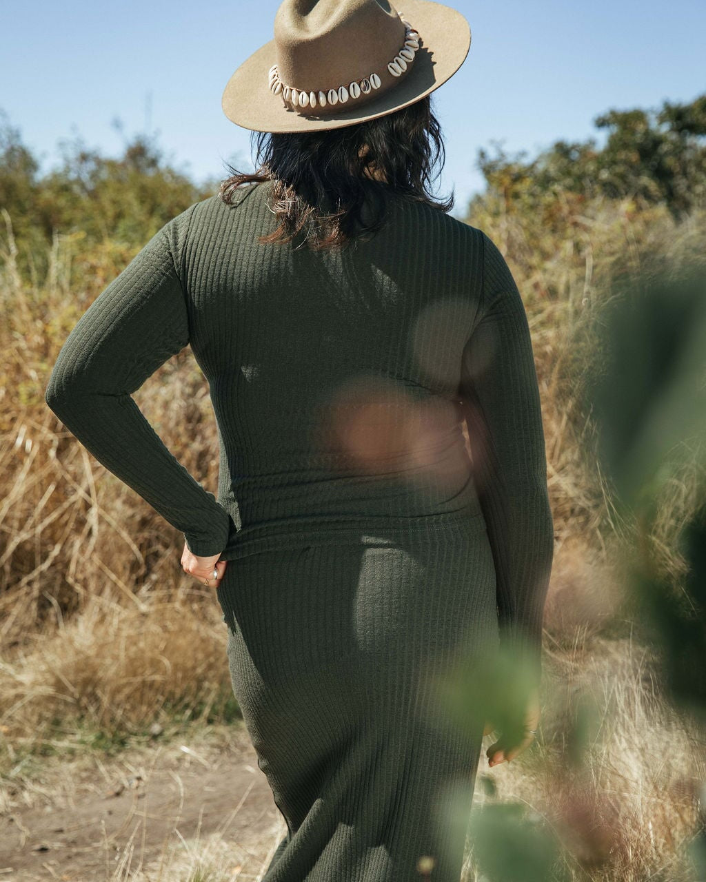 Rib Crew Back | Norah is wearing size Large, height 5.6"