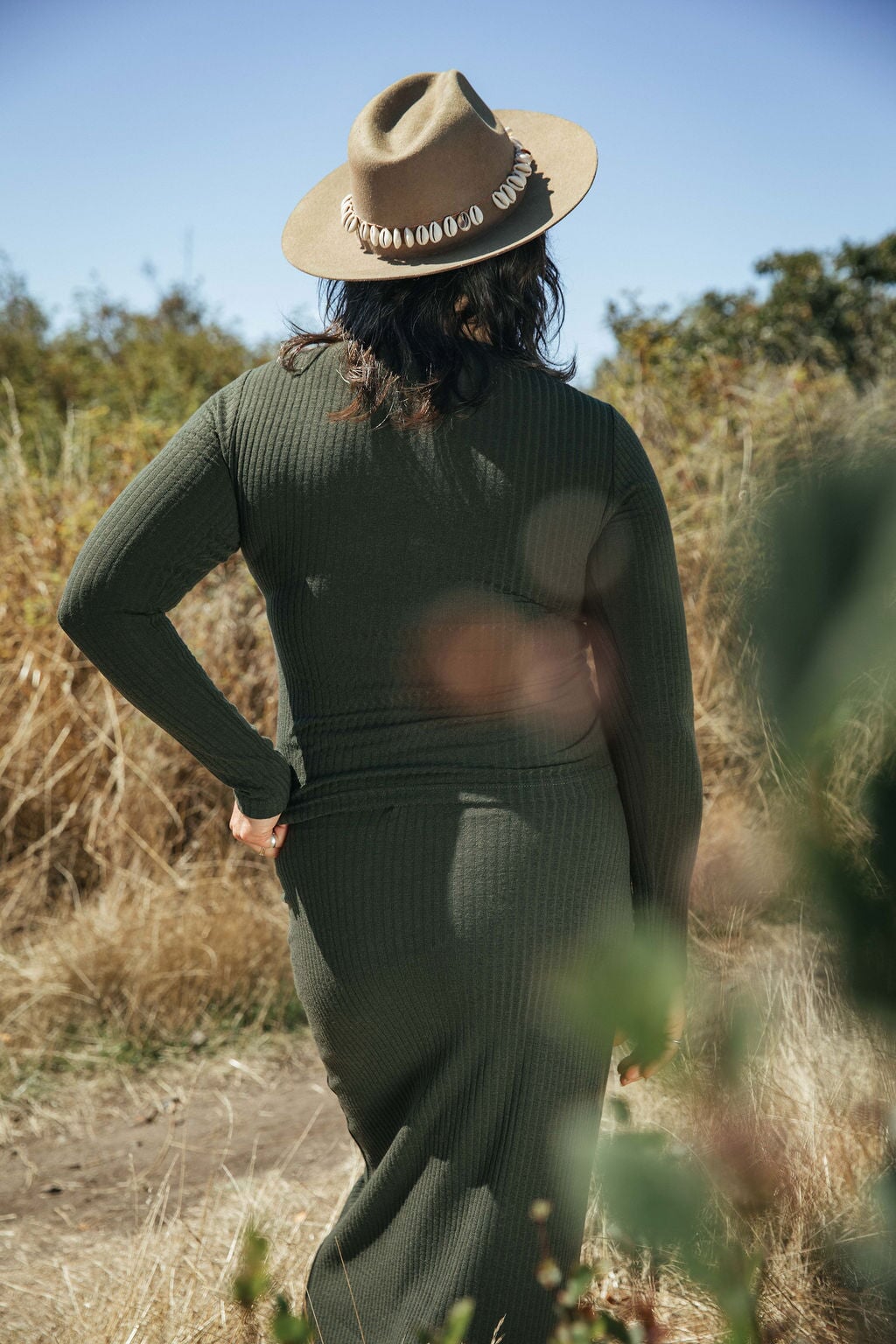 Rib Crew Back | Norah is wearing size Large, height 5.6"