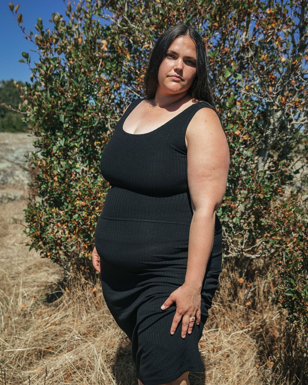 Rib Pencil Skirt | Sybil is wearing size 3XLarge, height 5.6"