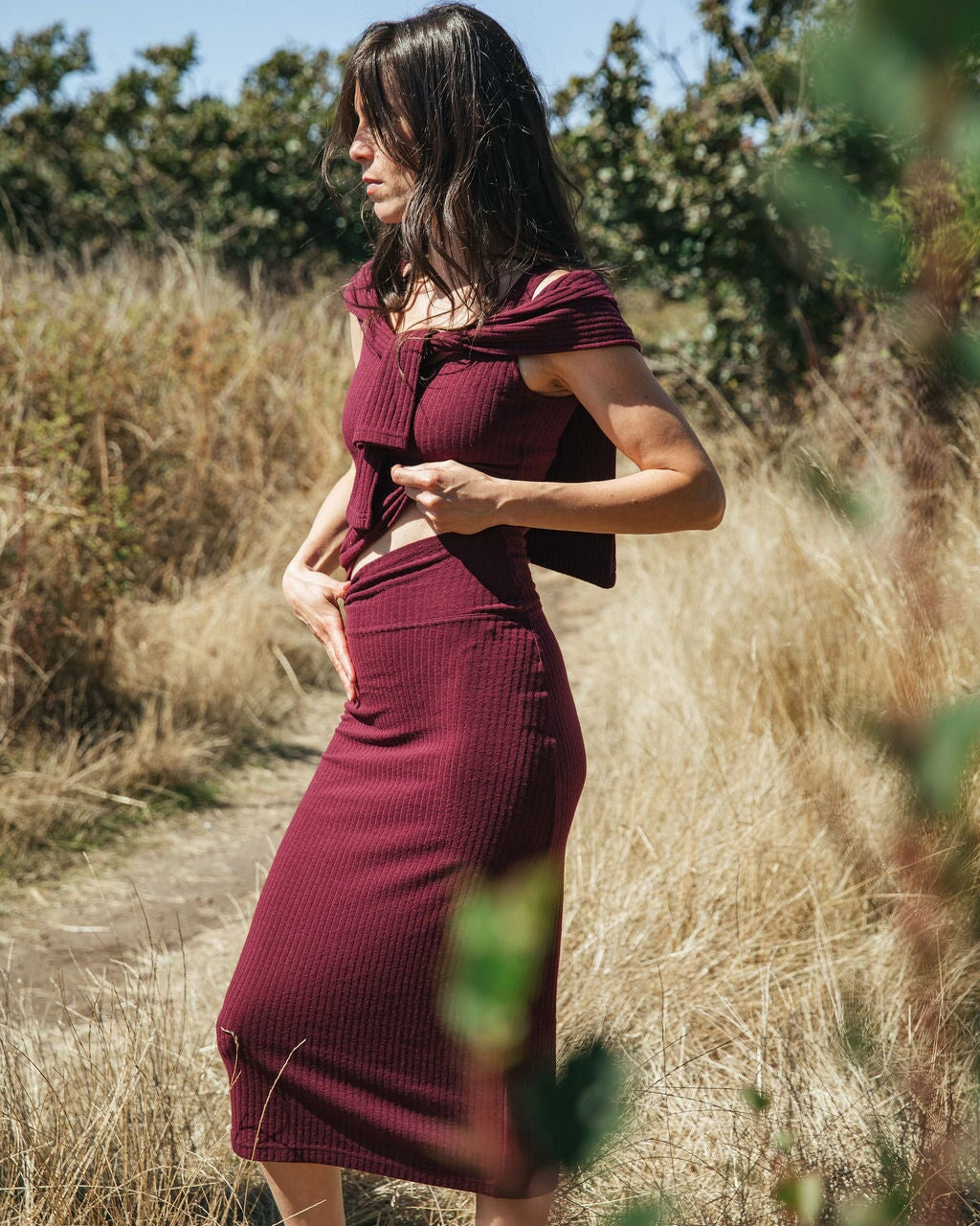 Rib Pencil Skirt | Stela is wearing size XSmall, height 5.7"