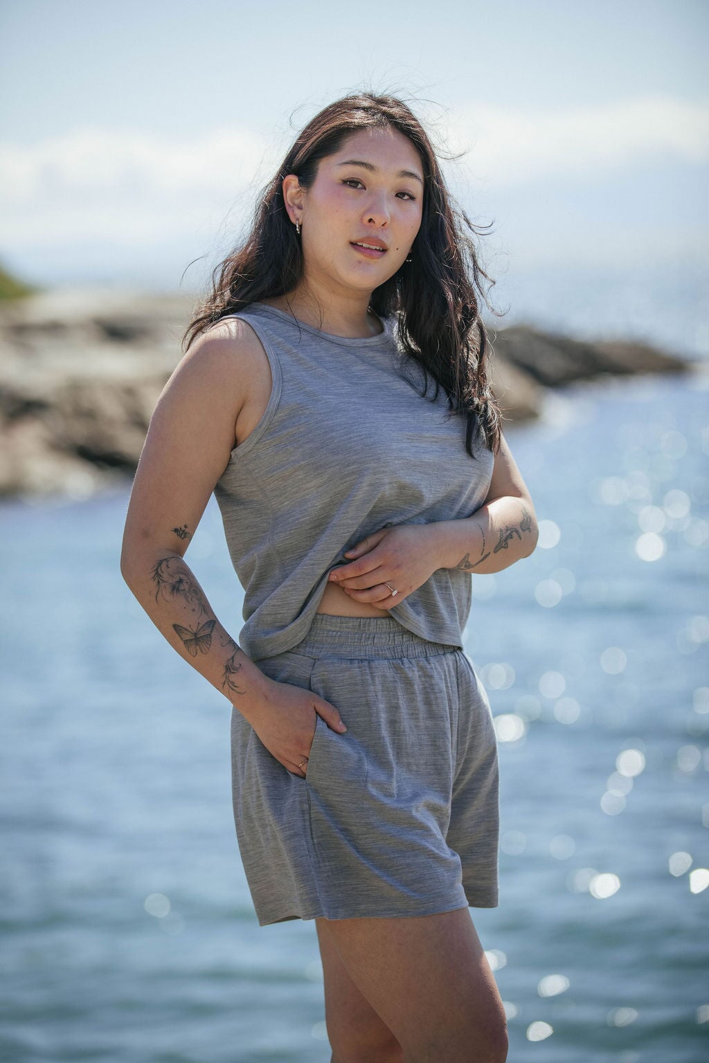 Shorts | Esther is wearing size Medium, height 5.5"