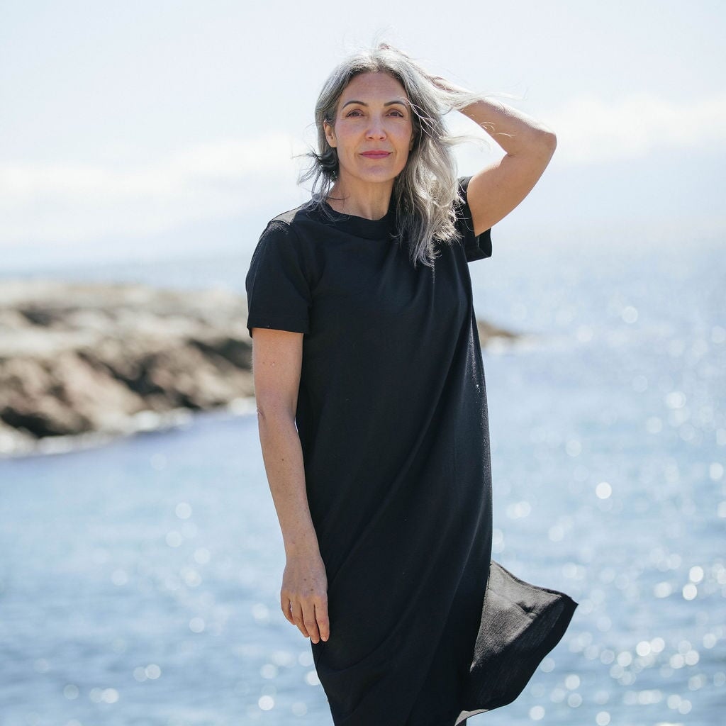 T-Shirt Dress | Lhasa is wearing size Small,  height 5.6"