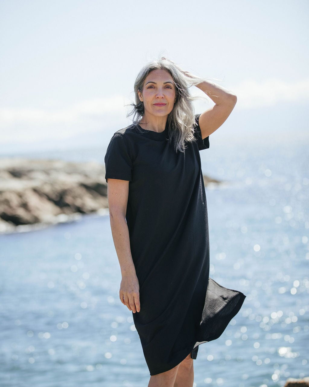 T-Shirt Dress | Lhasa is wearing size Small,  height 5.6"