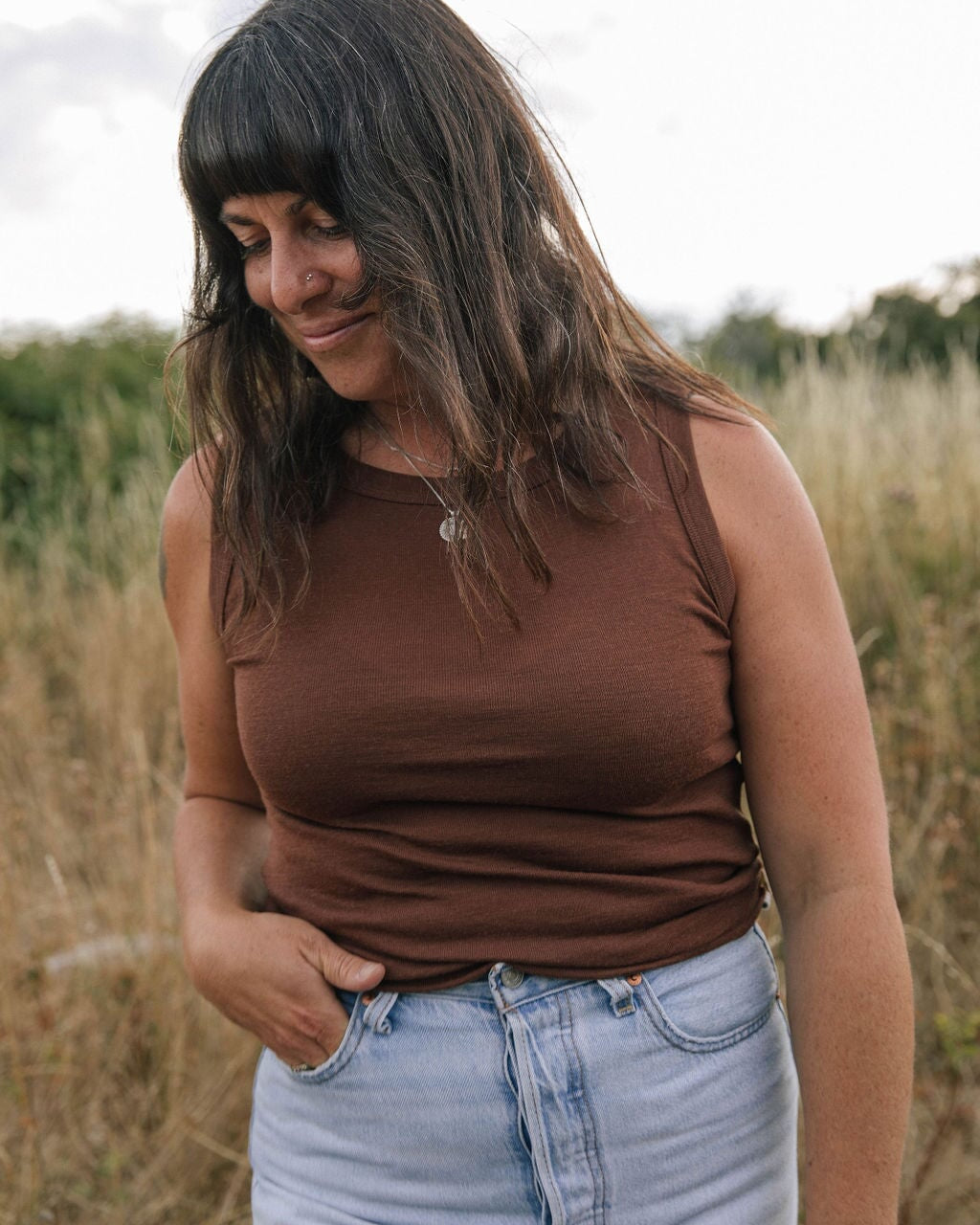 Undershirt | Norah is wearing size Medium, height 5.6"