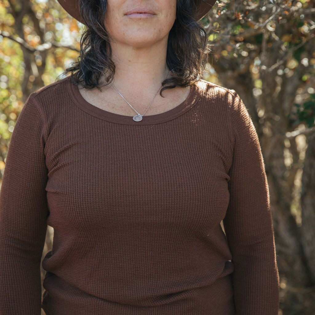 Waffle Top | Norah is wearing size Large, height 5.6"