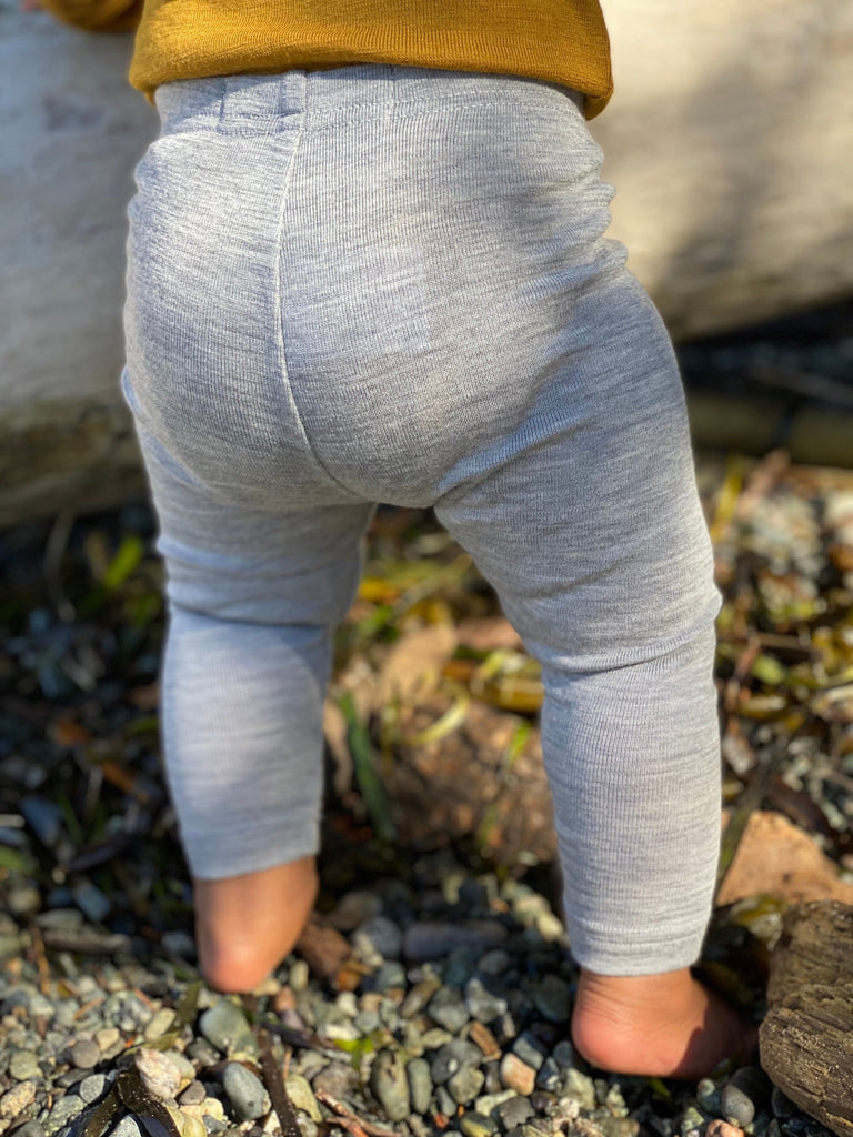 Base layer trousers, Baby ski leggings - WARM grey