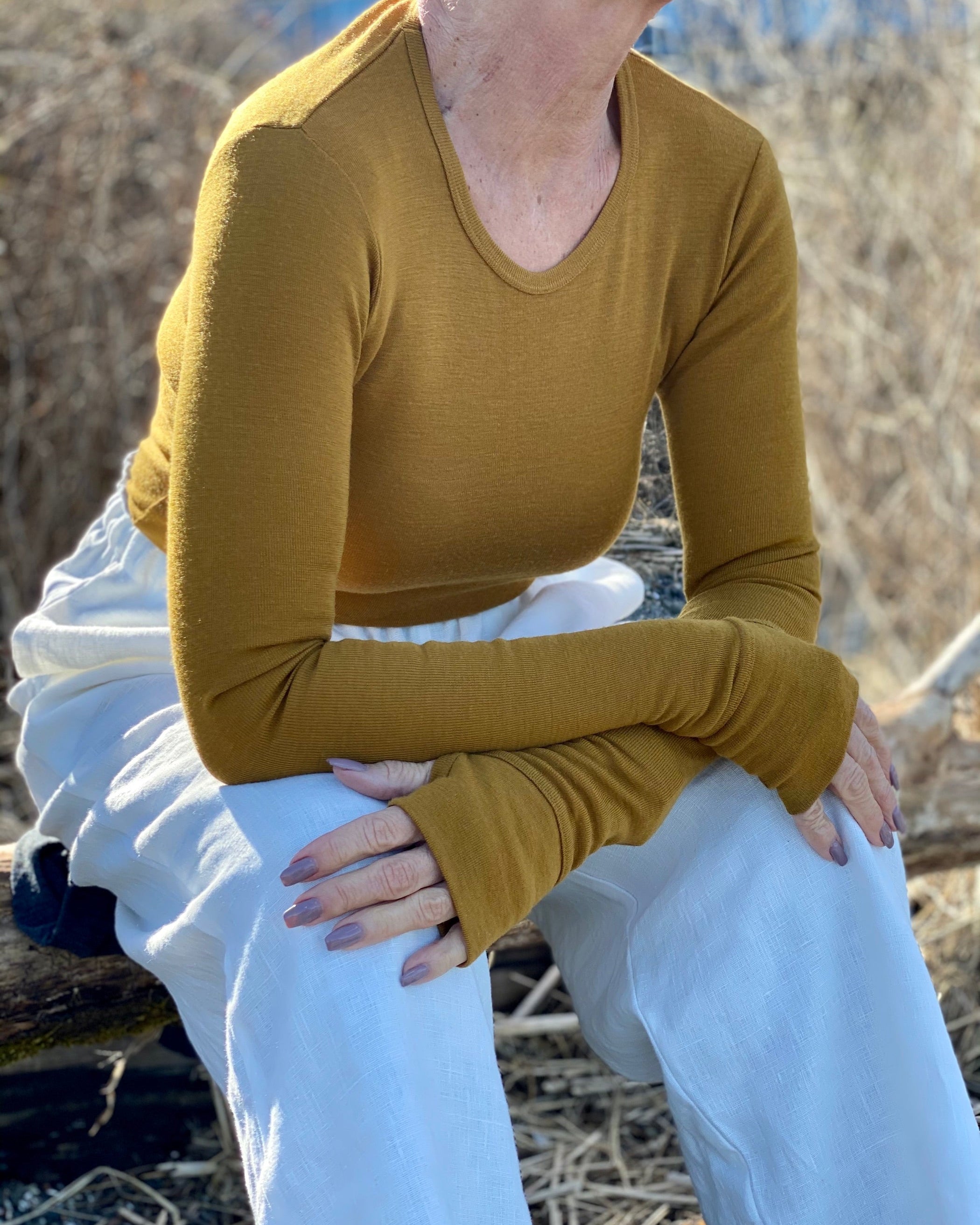 Long Sleeve Top With Thumbholes